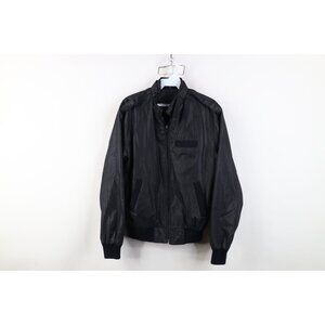Vtg 80s 90s Streetwear Mens Small Faded Full Zip Cafe Racer Bomber Jacket Black